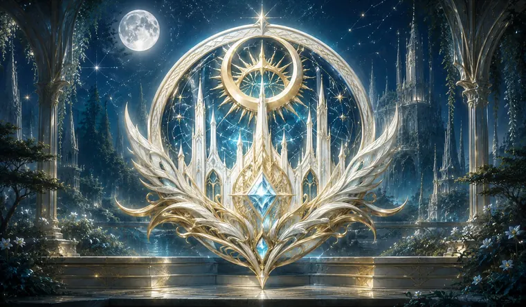 High elf emblem: a celestial crest beneath the moon