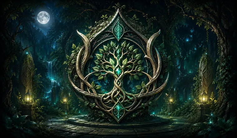 Wood elf emblem: a tree of life woven from branches